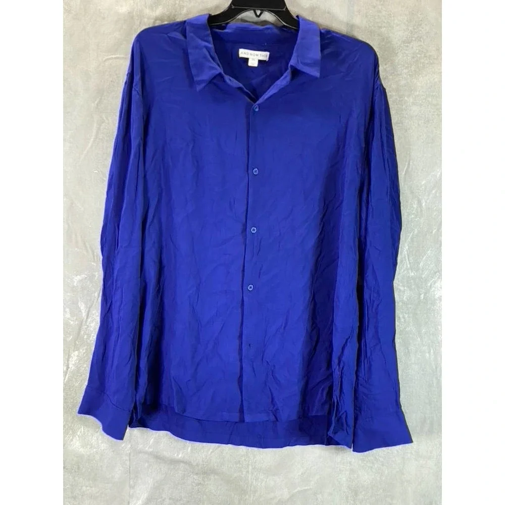 And Now This Men's Blue Regular-Fit Button-Up Long-Sleeve Shirt SZ 2XL - Picture 1 of 13